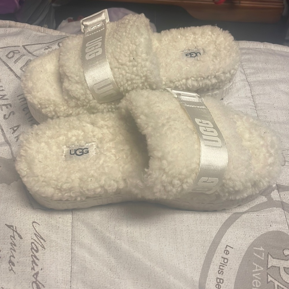 White ugg slides